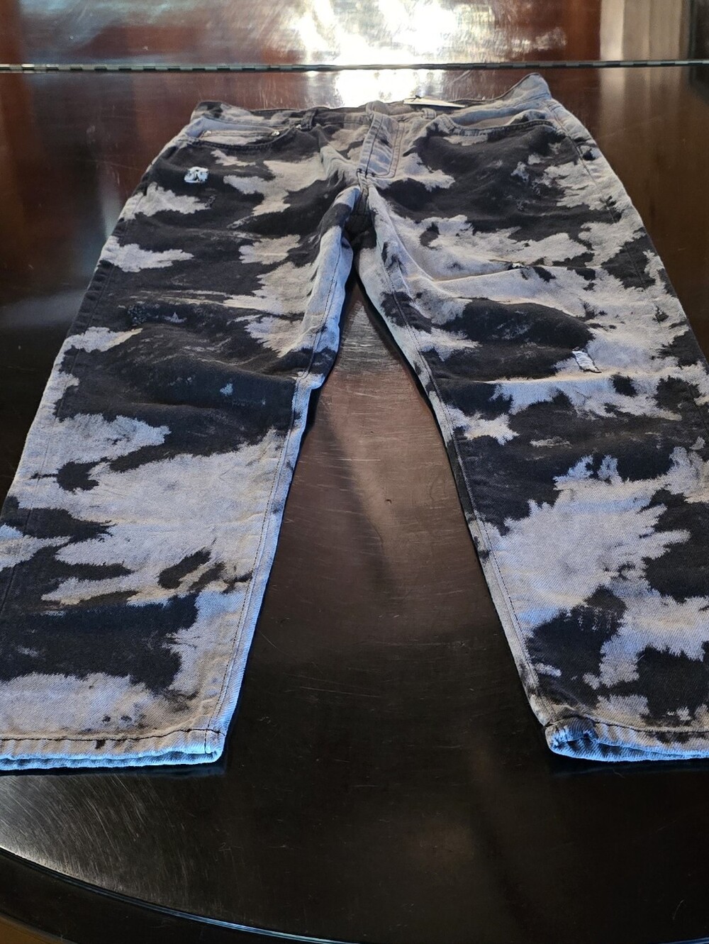 Elan‎ Cole Black & Gray Acid Bleach Wash Distressed Jeans Size M 8/10